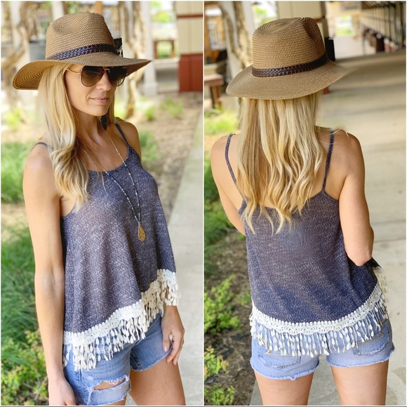 LAST ONE ✨Simpler Times Lace Knit Tank-Navy - Picture 3 of 3